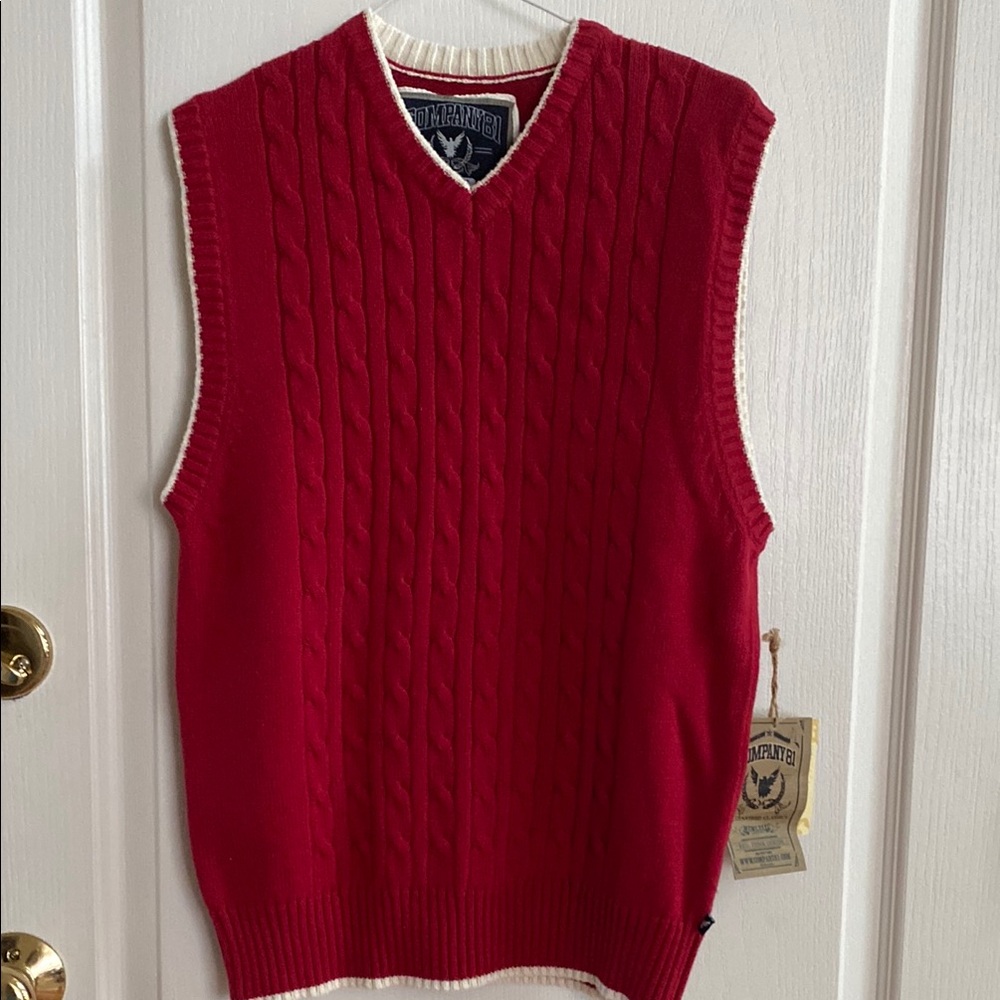 Big Kid Red V-neck Cable Knit Sweater Vest